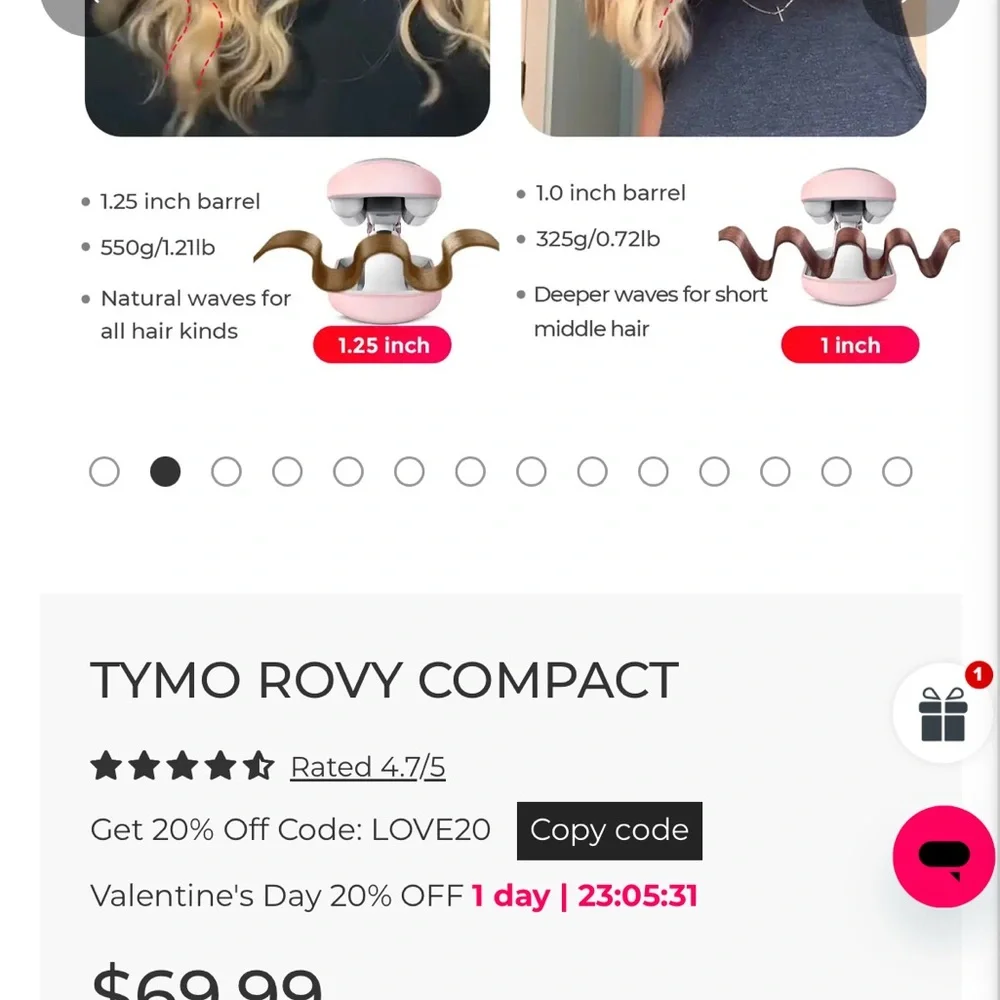 TYMO  ROVY Wave Curling Iron - Gold and Silver - Picture 2 of 2